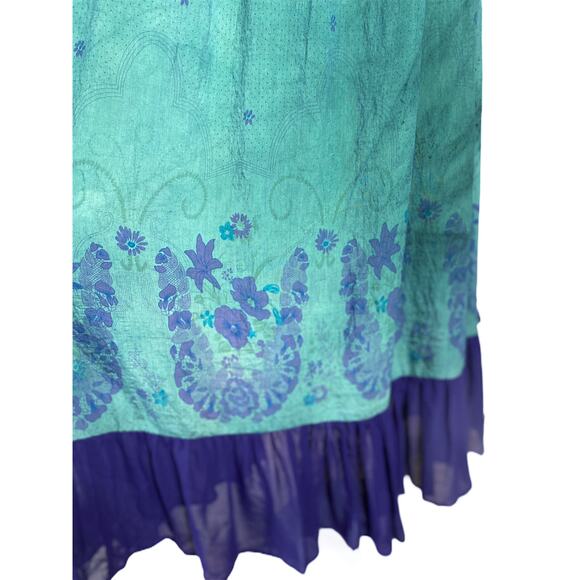 Resort Dress by T. ZOVICH Maxi Dress Mixed Media Green Floral V-Neck Spaguetti M - Picture 5 of 15